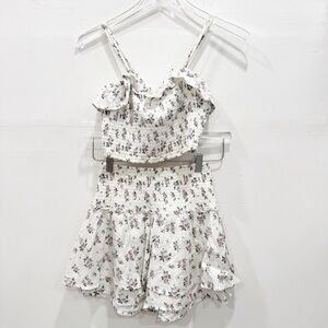 Hollister Ruffle Smocked Floral Crop Top Shorts Set Flowy X-Small